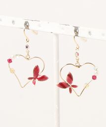 国内18金メッキハート蝶ビジューフックピアス[ACCACC]