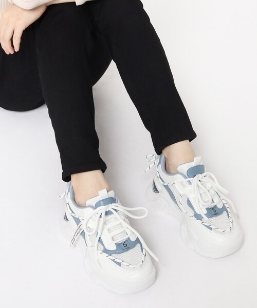 cs T&P(シーエスティーアンドピー)の「2WAYシューレース・コンビカラースニーカー【2WAY/ロゴ入り/csT&P】(スニーカー・レディース・グレー/ブルー/ベージュ・S/LL/M/L)」の3枚目の写真