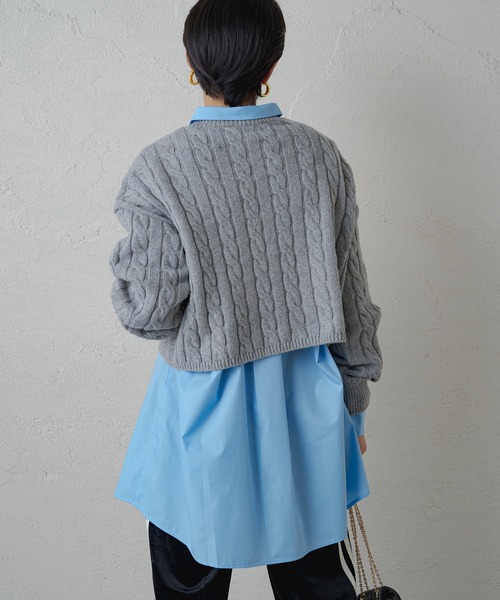 LOUNGEDRESS（ラウンジドレス）の「ショートニット（ニット/セーター・レディース・ネイビー/グレー・FREE）」の19枚目の写真