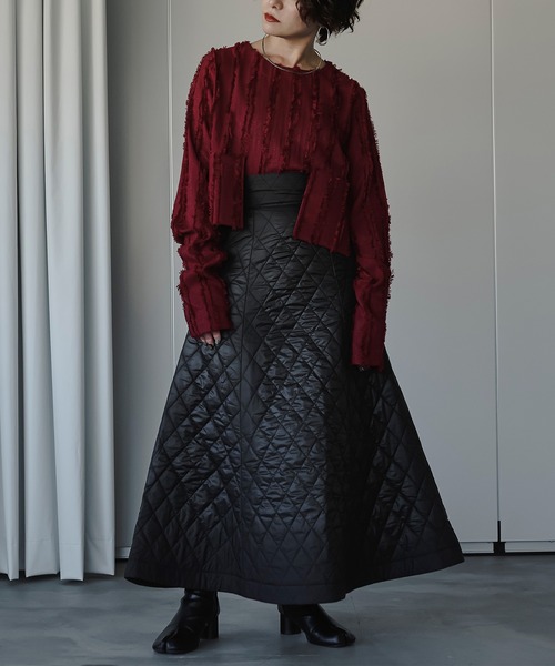 Ezick(エジック)の「Quiltワイドベルトフレアスカート(スカート・レディース・ブラック/アイボリー・FREE)」の9枚目の写真