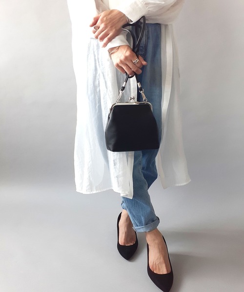 thank U more（サンキューモア）の「レザー がま口 ショルダーバッグ（ショルダーバッグ・レディース・ブラック/ブラウン・FREE）」の3枚目の写真