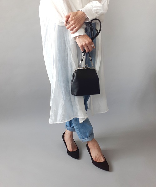 thank U more（サンキューモア）の「レザー がま口 ショルダーバッグ（ショルダーバッグ・レディース・ブラック/ブラウン・FREE）」の4枚目の写真