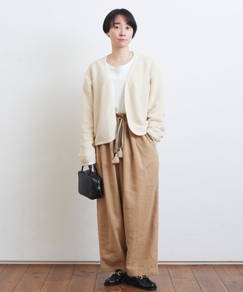 yuni(ユニ )の「へリンボンニット カーデジャケット herringbone knit(カーディガン/ボレロ・レディース・キナリ/ブラック・FREE)」の8枚目の写真