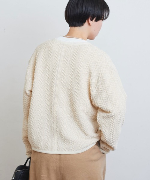 yuni(ユニ )の「へリンボンニット カーデジャケット herringbone knit(カーディガン/ボレロ・レディース・キナリ/ブラック・FREE)」の6枚目の写真