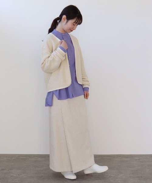 yuni(ユニ )の「へリンボンニット カーデジャケット herringbone knit(カーディガン/ボレロ・レディース・キナリ/ブラック・FREE)」の14枚目の写真
