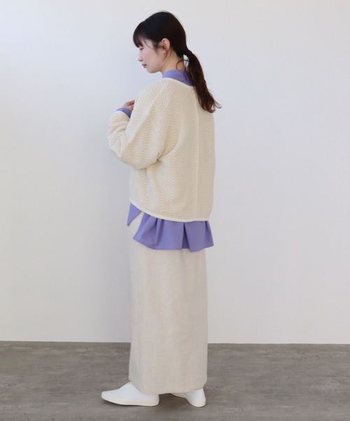 yuni(ユニ )の「へリンボンニット カーデジャケット herringbone knit(カーディガン/ボレロ・レディース・キナリ/ブラック・FREE)」の16枚目の写真