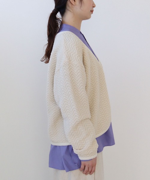 yuni(ユニ )の「へリンボンニット カーデジャケット herringbone knit(カーディガン/ボレロ・レディース・キナリ/ブラック・FREE)」の18枚目の写真