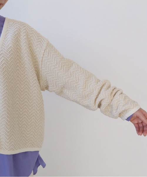 yuni(ユニ )の「へリンボンニット カーデジャケット herringbone knit(カーディガン/ボレロ・レディース・キナリ/ブラック・FREE)」の21枚目の写真