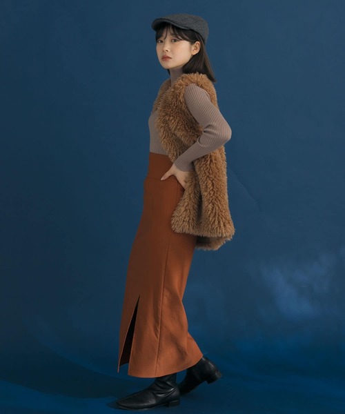 HEYUMM（ヘユム）の「ストレッチスリットナロースカート（スカート・レディース・ブラック/キャメル/イエロー・ONE）」の15枚目の写真