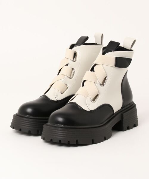 aimoha(アイモハ)の「厚底ショートブーツ(ブーツ・レディース・ベージュ/ブラック・23.5cm/24.5cm/23.0cm/24.0cm/25.0cm)」の5枚目の写真