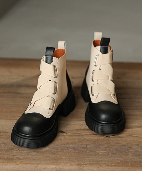 aimoha(アイモハ)の「厚底ショートブーツ(ブーツ・レディース・ベージュ/ブラック・23.5cm/24.5cm/23.0cm/24.0cm/25.0cm)」の8枚目の写真