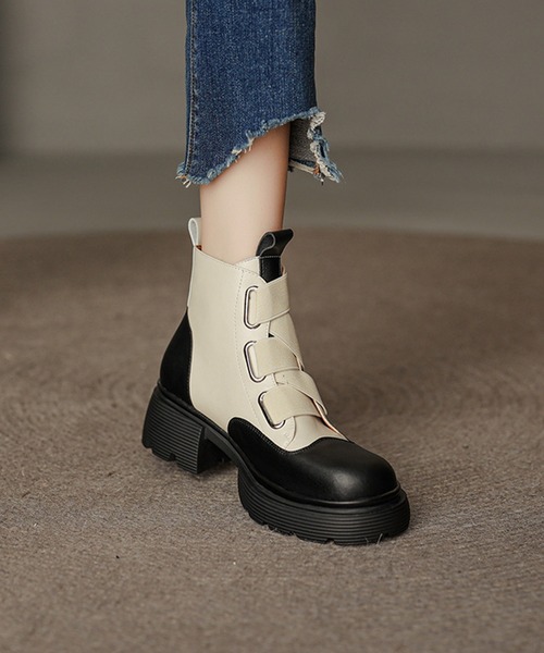 aimoha(アイモハ)の「厚底ショートブーツ(ブーツ・レディース・ベージュ/ブラック・23.5cm/24.5cm/23.0cm/24.0cm/25.0cm)」の13枚目の写真