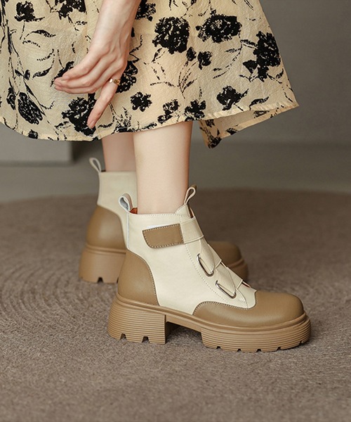 aimoha(アイモハ)の「厚底ショートブーツ(ブーツ・レディース・ベージュ/ブラック・23.5cm/24.5cm/23.0cm/24.0cm/25.0cm)」の14枚目の写真