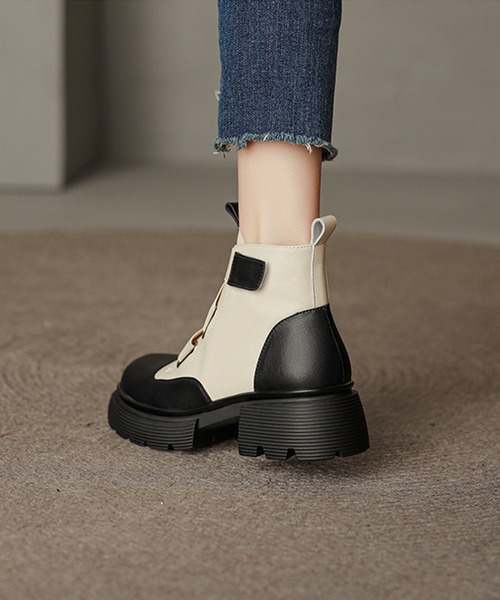 aimoha(アイモハ)の「厚底ショートブーツ(ブーツ・レディース・ベージュ/ブラック・23.5cm/24.5cm/23.0cm/24.0cm/25.0cm)」の12枚目の写真