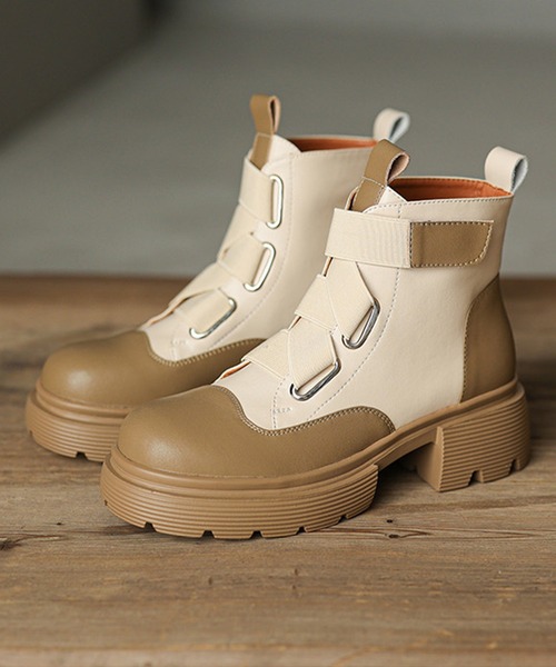 aimoha(アイモハ)の「厚底ショートブーツ(ブーツ・レディース・ベージュ/ブラック・23.5cm/24.5cm/23.0cm/24.0cm/25.0cm)」の9枚目の写真