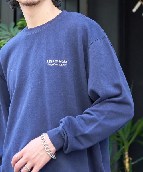 MAISON CLUB(メゾンクラブ)の「【MAISON CLUB】ワンポイント刺繍スウェット LESS IS MORE(スウェット・メンズ・グレー/ブラック/ホワイト/ネイビー/グリーン・XL/L/M/2XL)」の5枚目の写真