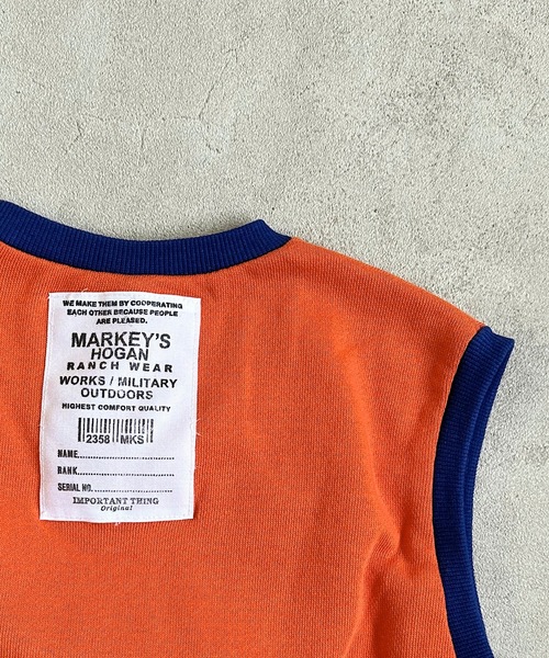 HOGAN RANCH WEAR（ホーガンランチウエア）の「ムジスウェットベスト(kids/S～LL)（ベスト・キッズ・オレンジ/ライトブルー/オフホワイト・S/M/L/LL）」の5枚目の写真