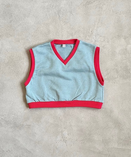 HOGAN RANCH WEAR（ホーガンランチウエア）の「ムジスウェットベスト(kids/S～LL)（ベスト・キッズ・オレンジ/ライトブルー/オフホワイト・S/M/L/LL）」の4枚目の写真