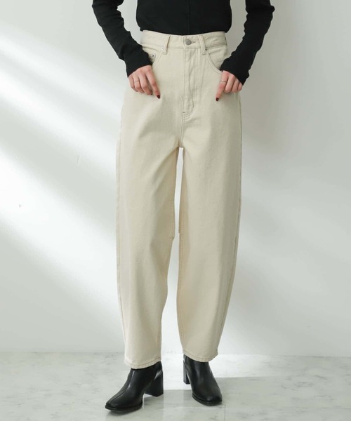 SENSE OF PLACE by URBAN RESEARCH（センスオブプレイスバイアーバンリサーチ）の「ハイウエストコクーンデニム（デニムパンツ・レディース・ライトブルー/アイボリー/ブラック・MEDIUM/X-SMALL/TALL/SMALL）」の7枚目の写真