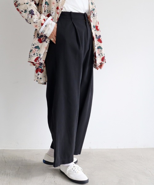 yuni パンツ 60/2強撚コットン テーパードパンツ レディース