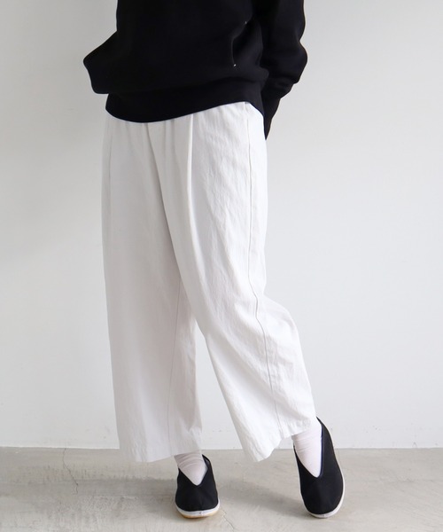 yuni パンツ 60/2強撚コットン テーパードパンツ レディース