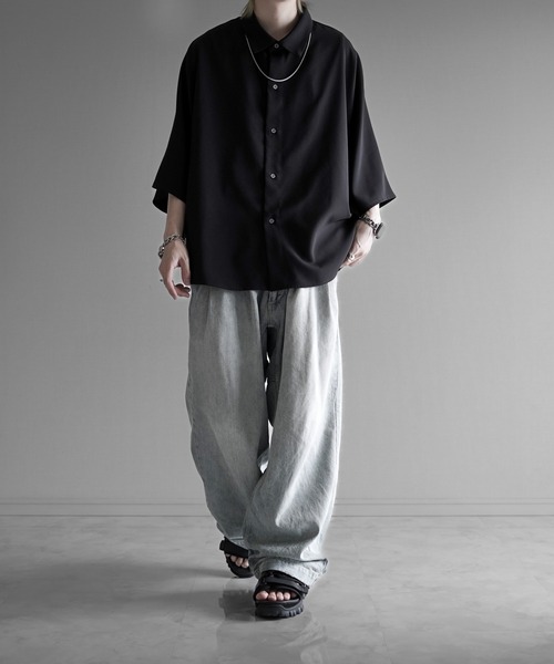 KUUUPY（クーピー）の「Dolman Regular Collar Short-Sleeve Shirt - ドルマンレギュラーカラー半袖シャツ（シャツ/ブラウス・メンズ・ブラック・SMALL/MEDIUM/LARGE）」の10枚目の写真