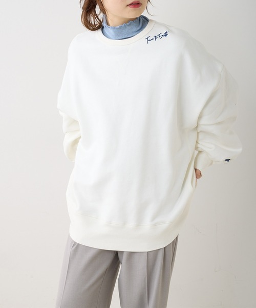 PUAL CE CIN(ピュアルセシン)の「パイルカット裏毛ロゴ刺繍BIGプルオーバー(スウェット・レディース・オフホワイト/サックスブルー/ナチュラル・FREE)」の22枚目の写真