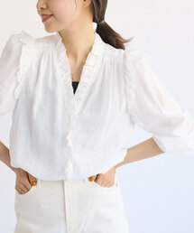 IENA | コットンシュリンクフリルブラウス(シャツ/ブラウス)