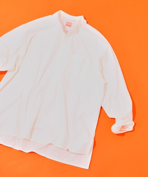 HINSON（ヒンソン）の「HINSON/ヒンソン 別注 グランパシャツ/ロングスリーブ（シャツ/ブラウス・メンズ・アイボリー/ブラック/ホワイト/ベージュ/ブルー・MEDIUM/LARGE）」の2枚目の写真