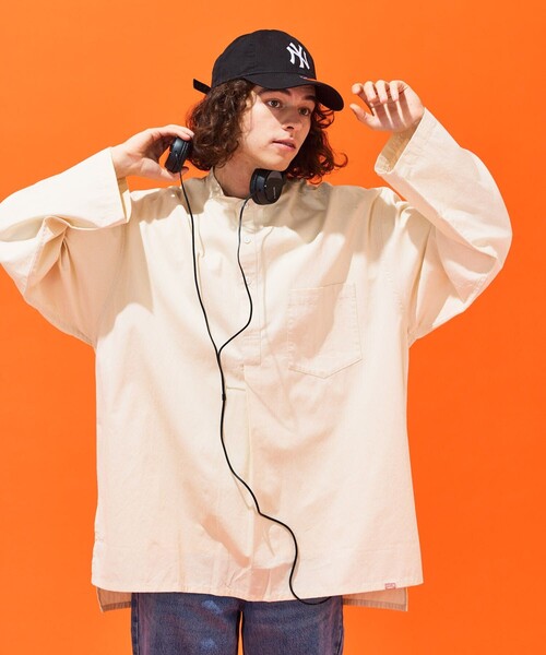 HINSON（ヒンソン）の「HINSON/ヒンソン 別注 グランパシャツ/ロングスリーブ（シャツ/ブラウス・メンズ・アイボリー/ブラック/ホワイト/ベージュ/ブルー・MEDIUM/LARGE）」の13枚目の写真