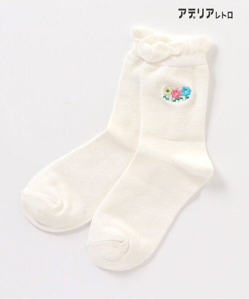 アデリアレトロ(アデリアレトロ)の「アデリアレトロ 4柄刺繍ソックス(ソックス/靴下・キッズ・アイボリー/ネイビー/ピンク/オレンジ・12/15 /18/21/24)」の6枚目の写真