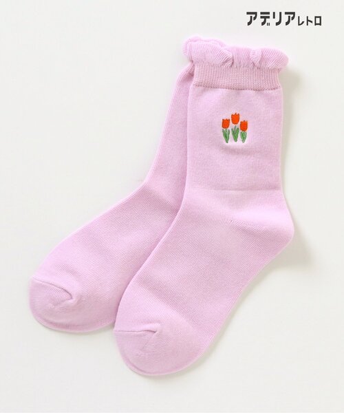 アデリアレトロ(アデリアレトロ)の「アデリアレトロ 4柄刺繍ソックス(ソックス/靴下・キッズ・アイボリー/ネイビー/ピンク/オレンジ・12/15 /18/21/24)」の9枚目の写真