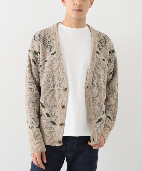 B.C STOCK(ベーセーストック)の「CRH モールミックス ジャガードカーディガン(カーディガン/ボレロ・メンズ・ベージュ/ブルー系その他/ブラウン・LARGE/MEDIUM)」の1枚目の写真
