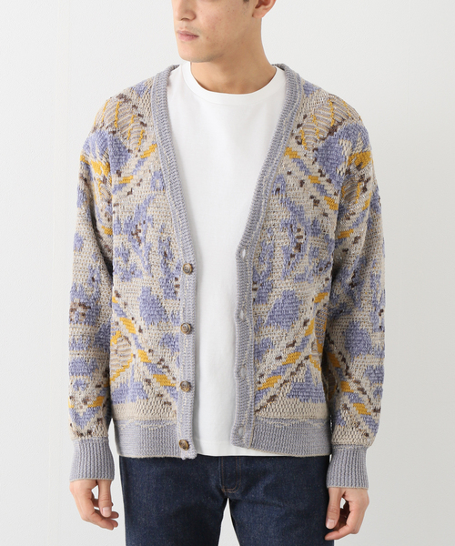 B.C STOCK(ベーセーストック)の「CRH モールミックス ジャガードカーディガン(カーディガン/ボレロ・メンズ・ベージュ/ブルー系その他/ブラウン・LARGE/MEDIUM)」の3枚目の写真