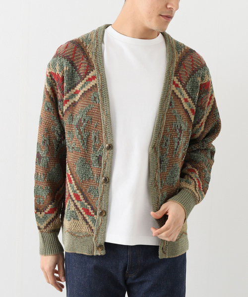 B.C STOCK(ベーセーストック)の「CRH モールミックス ジャガードカーディガン(カーディガン/ボレロ・メンズ・ベージュ/ブルー系その他/ブラウン・LARGE/MEDIUM)」の2枚目の写真