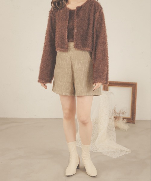 Ambre Neige（アンブルネージュ）の「ツイードコンパクトショートパンツ／【WEB/EC限定商品】（その他パンツ・レディース・アイボリー/ダークブラウン/ベージュ・FREE）」の9枚目の写真