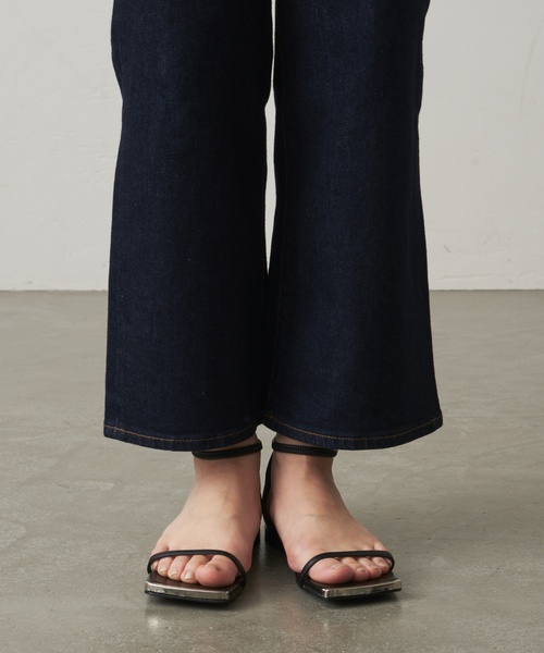 美品 LE TALON GRISE スクエアアンクルストレッチフラットLL 追加》GRISEスクエアアンクルストレッチフラットサンダル