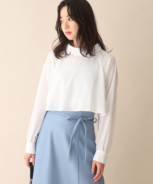 OPAQUE.CLIP（オペークドットクリップ）の「◆ロールカラージョーゼットブラウス（シャツ/ブラウス・レディース・ネイビー/ホワイト系/グリーン系/ピンク・40/36/38）」の21枚目の写真