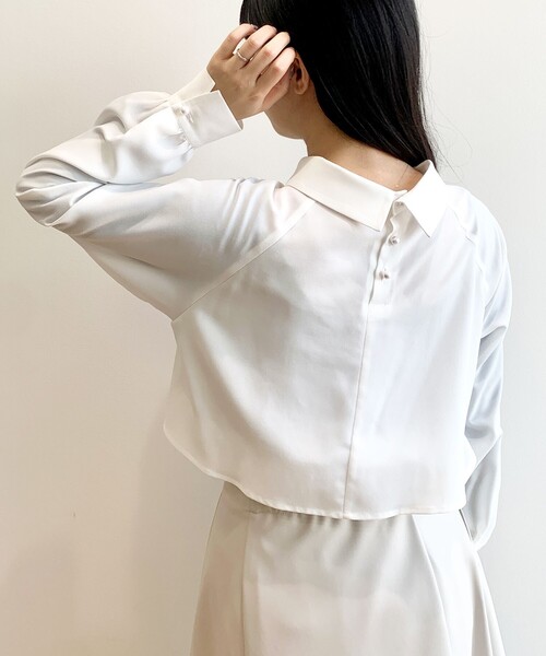 OPAQUE.CLIP（オペークドットクリップ）の「◆ロールカラージョーゼットブラウス（シャツ/ブラウス・レディース・ネイビー/ホワイト系/グリーン系/ピンク・40/36/38）」の14枚目の写真