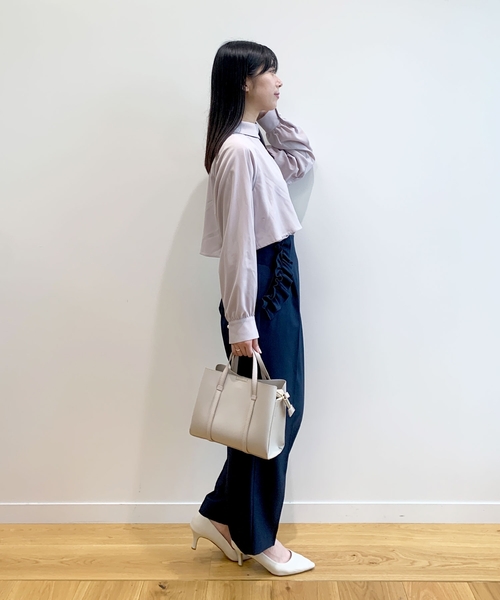 OPAQUE.CLIP（オペークドットクリップ）の「◆ロールカラージョーゼットブラウス（シャツ/ブラウス・レディース・ネイビー/ホワイト系/グリーン系/ピンク・40/36/38）」の15枚目の写真