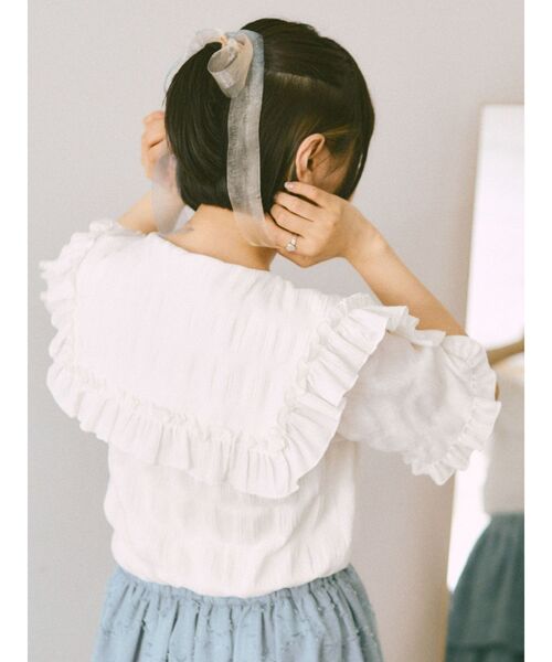 merry jenny（メリージェニー）の「ビッグフリルカラーブラウス（シャツ/ブラウス・レディース・ブラック/ブルー/オフホワイト・FREE）」の8枚目の写真