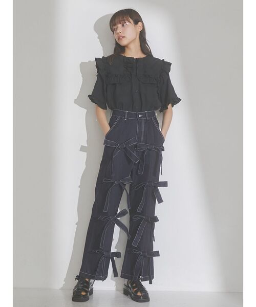 merry jenny（メリージェニー）の「ビッグフリルカラーブラウス（シャツ/ブラウス・レディース・ブラック/ブルー/オフホワイト・FREE）」の11枚目の写真