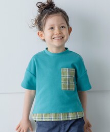 THE SHOP TK （ザ ショップ ティーケー ）の「◆【110-140】チェックレイヤード風トップス（Tシャツ/カットソー・キッズ）」