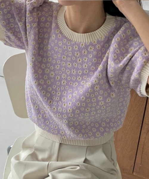 セール】デイジー柄配色トップス（Tシャツ/カットソー）｜LADY LIKE