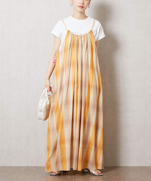 FREAK'S STORE(フリークスストア)の「【限定展開】インド チェック キャミ ワンピース(ワンピース・レディース・イエロー/オレンジ/グリーン/パープル/レッド/ブルー・フリ-)」の14枚目の写真