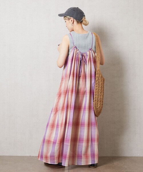 FREAK'S STORE(フリークスストア)の「【限定展開】インド チェック キャミ ワンピース(ワンピース・レディース・イエロー/オレンジ/グリーン/パープル/レッド/ブルー・フリ-)」の15枚目の写真