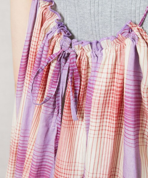 FREAK'S STORE(フリークスストア)の「【限定展開】インド チェック キャミ ワンピース(ワンピース・レディース・イエロー/オレンジ/グリーン/パープル/レッド/ブルー・フリ-)」の12枚目の写真