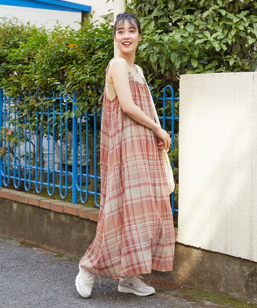 FREAK'S STORE(フリークスストア)の「【限定展開】インド チェック キャミ ワンピース(ワンピース・レディース・イエロー/オレンジ/グリーン/パープル/レッド/ブルー・フリ-)」の5枚目の写真