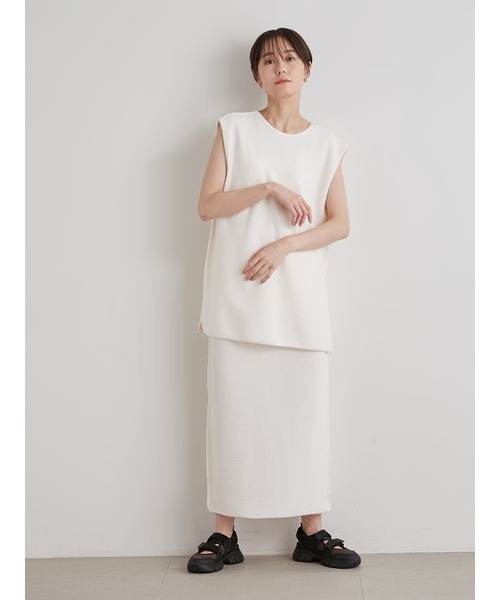 emmi（エミ）の「【emmi atelier】サマーパイルIラインスカート（スカート・レディース・アイボリー/ブラック・FREE）」の9枚目の写真