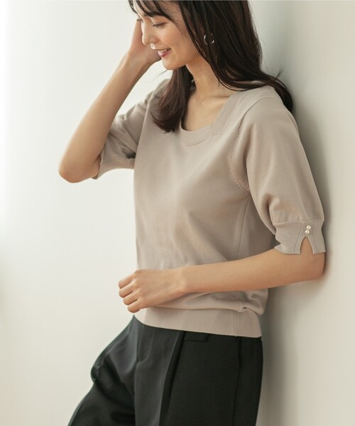 index（インデックス）の「◆フェイクパールスリーブニット【UV/洗濯機洗い可】（ニット/セーター・レディース・ブラック/ライトオレンジ系/イエロー系その他/ホワイト系/ライトグレー・38/40/42/36）」の17枚目の写真